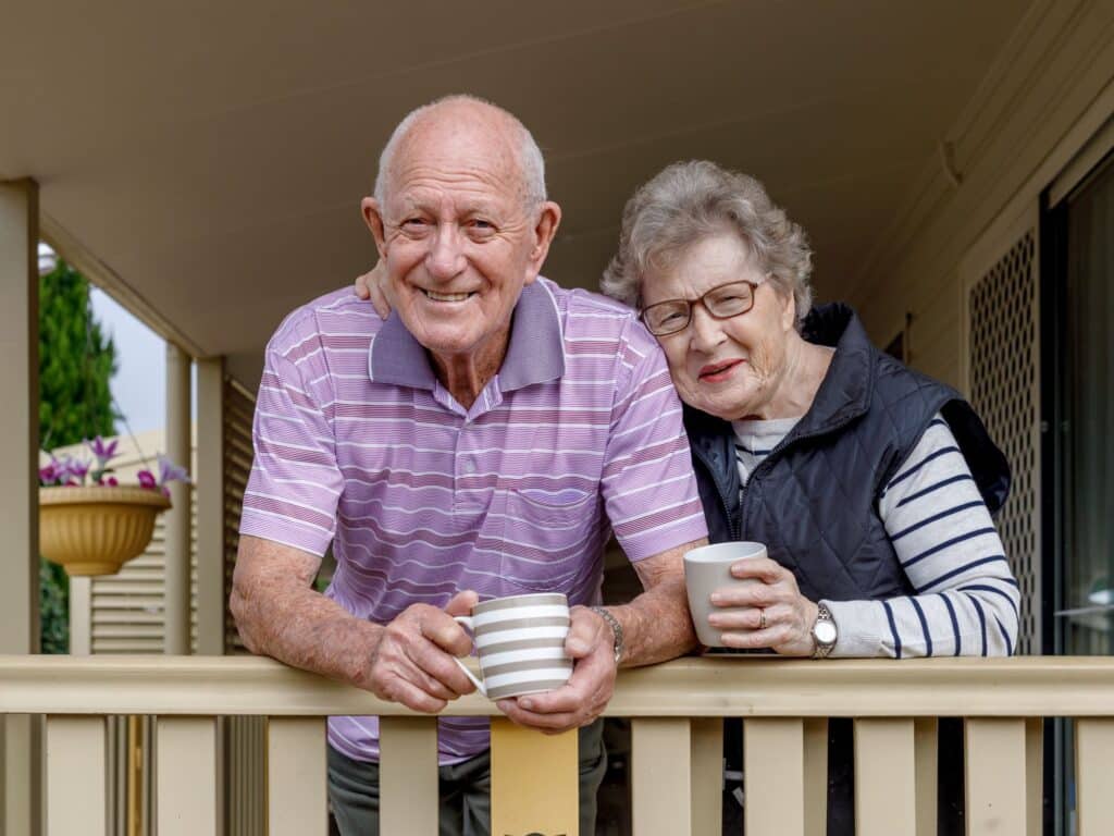 Couple Seniors drinking coffee